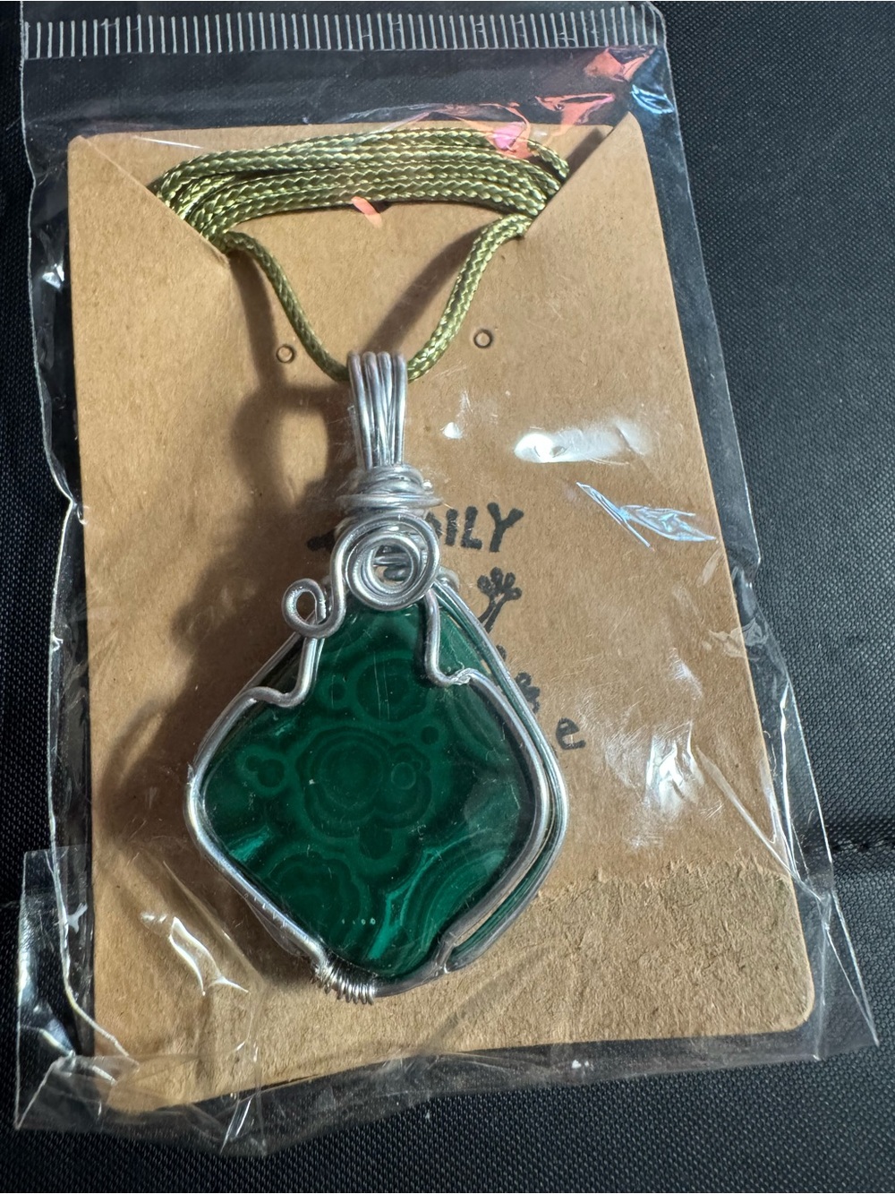 Real Malachite Statement Pendant - Handmade Silver Wire Wrap Whimsigoth Fairycor
